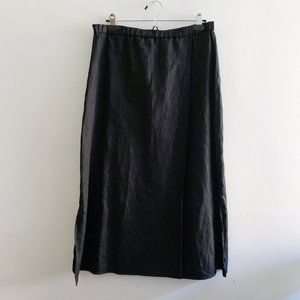 Eileen Fisher Black Linen Maxi Wrap Skirt